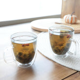 Kuber Industries 10 Pcs Glass Coffee Mugs | Borosilicate Double Walled Glass Mug | High Heat Resistant | Microwave and Dishwasher Safe | 400 ML | Pack of 5 | Gray